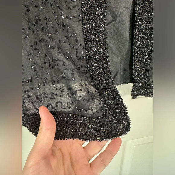 Stenay Petite Large 100% Silk Fully Beaded Evening Jacket Black - Picture 3 of 11